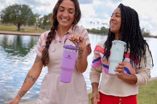 Stanley IceFlow Tumbler with Handle, Twist-On Lid and Flip-Up Straw, Leak-Resistant Water Bottle, Insulated Stainless Steel, BPA-Free, 887 ml, Grapefruit
