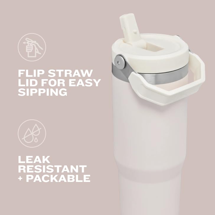 Stanley IceFlow 2.0 Flip Straw Tumbler with Handle 40 oz | Twist On Lid and Flip Up Straw | Leakproof Water Bottle | Insulated Stainless Steel | BPA-Free | Black 2.0