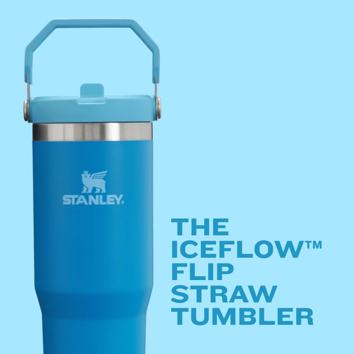 Stanley IceFlow 2.0 Flip Straw Tumbler with Handle 40 oz | Twist On Lid and Flip Up Straw | Leakproof Water Bottle | Insulated Stainless Steel | BPA-Free | Black 2.0