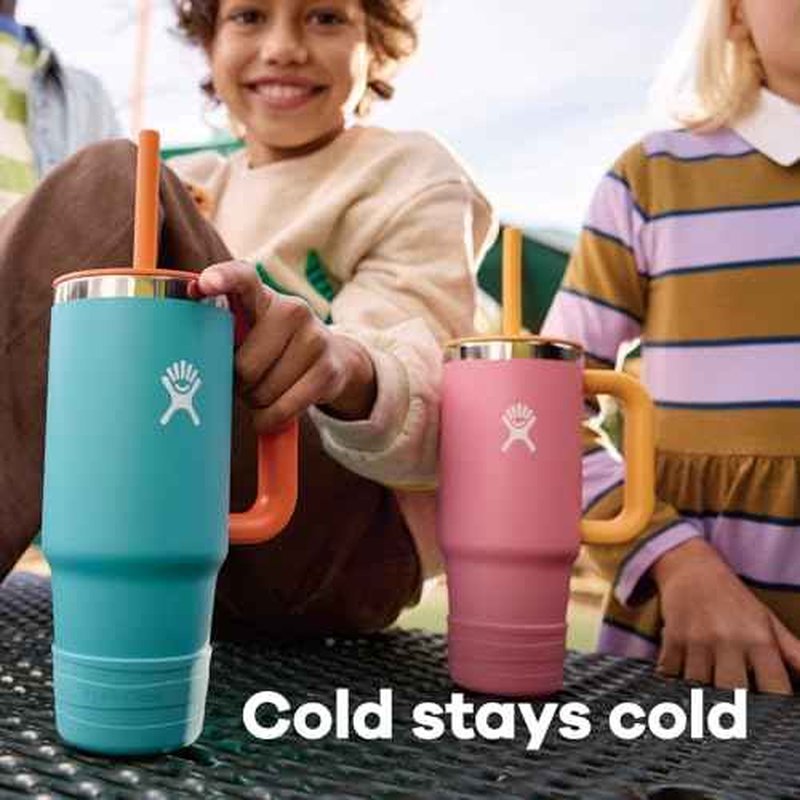 Hydro Flask Kids Tumbler for School - Stainless Steel and Insulated with Straw Cap - 24 Oz in Anemone Purple
