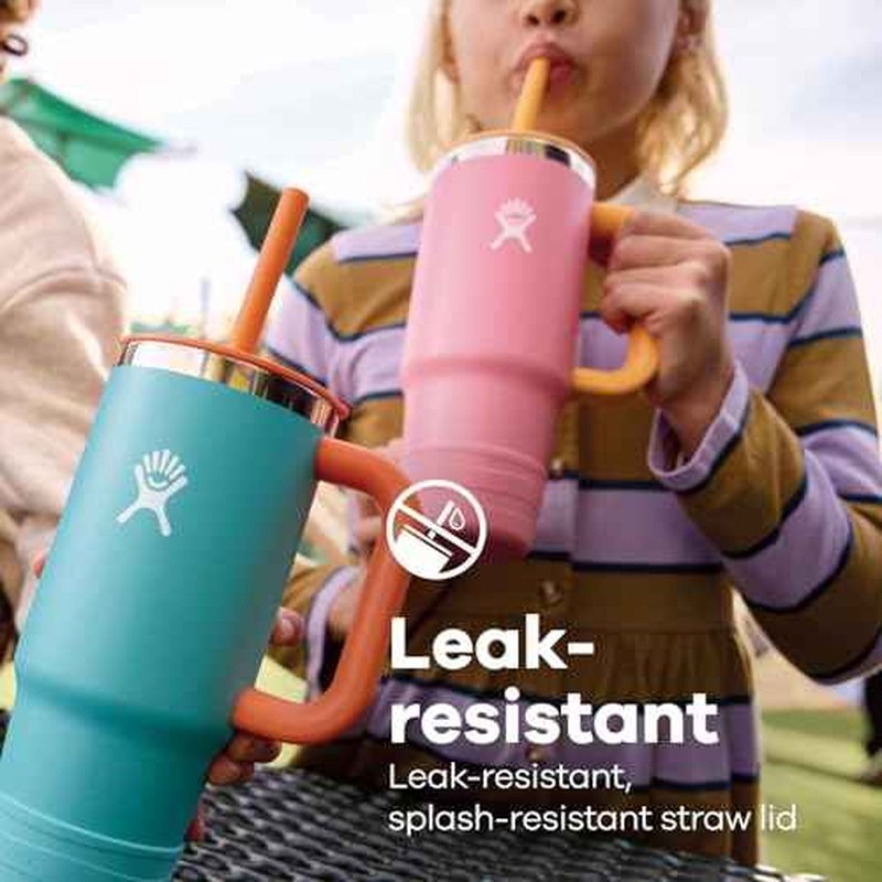 Hydro Flask Kids Tumbler for School - Stainless Steel and Insulated with Straw Cap - 24 Oz in Anemone Purple