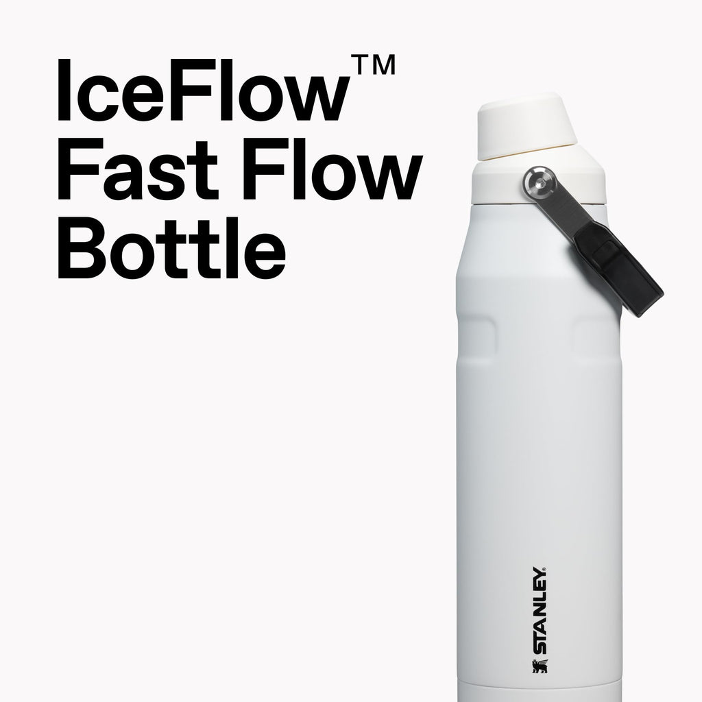 Stanley IceFlow Fast Flow Water Bottle 24 oz | Angled Spout Lid | Lightweight and Leakproof for Travel and Sports | Insulated Stainless Steel | BPA-Free | Rose Quartz