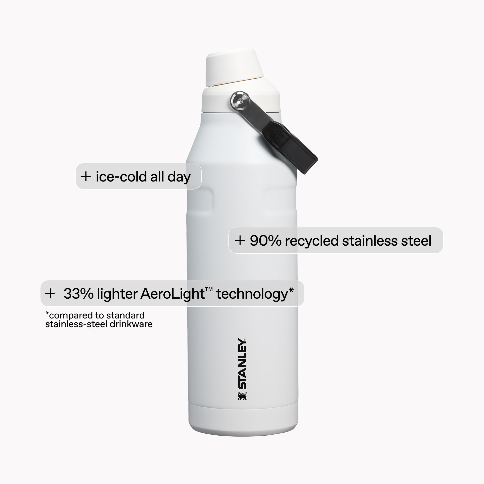 Stanley IceFlow Fast Flow Water Bottle 24 oz | Angled Spout Lid | Lightweight and Leakproof for Travel and Sports | Insulated Stainless Steel | BPA-Free | Rose Quartz