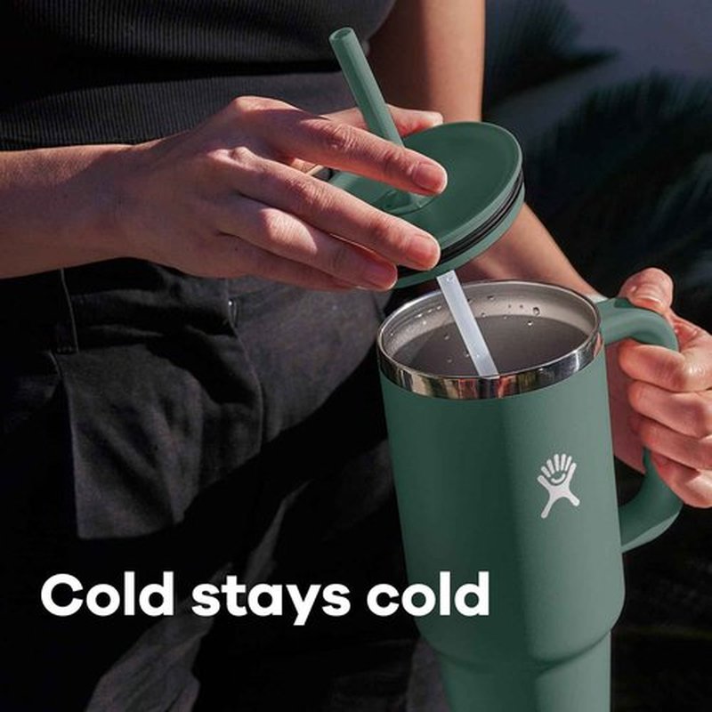 Hydro Flask 32 Oz Travel Tumbler with Handle, Lid and Straw - Insulated Stainless Steel in 32 Oz Sugar Crush