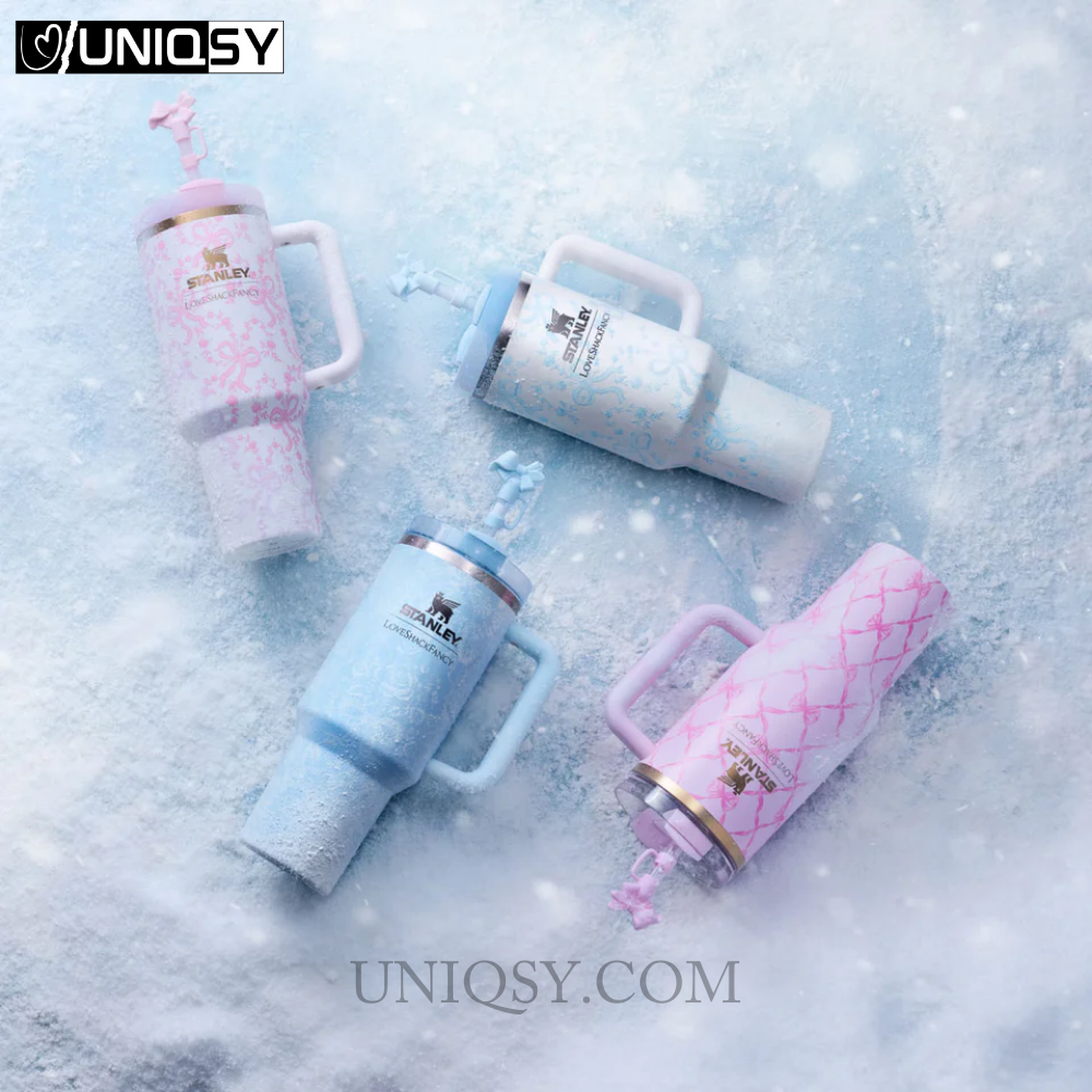 Stanley X LoveShackFancy Holiday 40 OZ Tumbler - Baby Bow Pink Peppermint