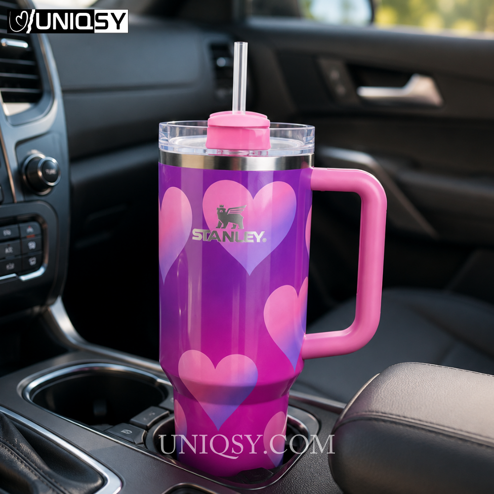 Stanley Powder Pink Heart Gradient Tumbler 40 OZ - Limited Edition