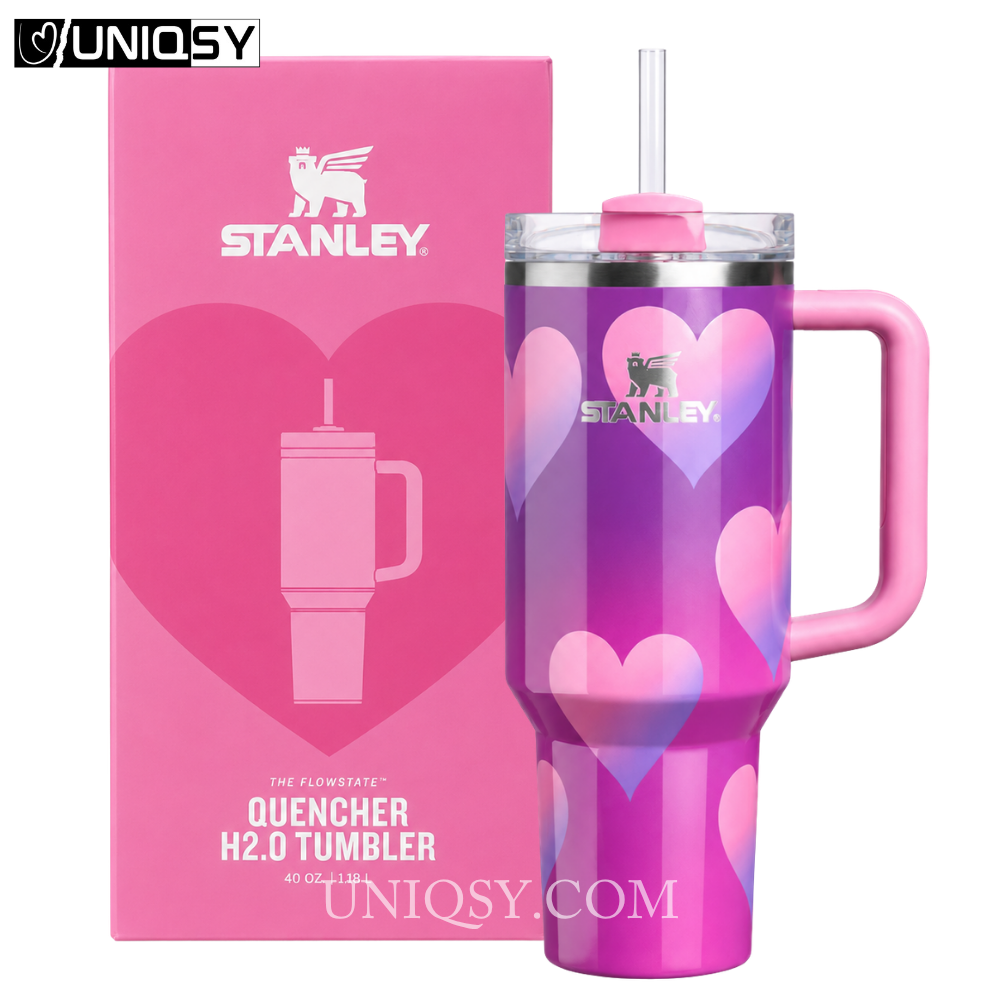 Stanley Powder Pink Heart Gradient Tumbler 40 OZ - Limited Edition