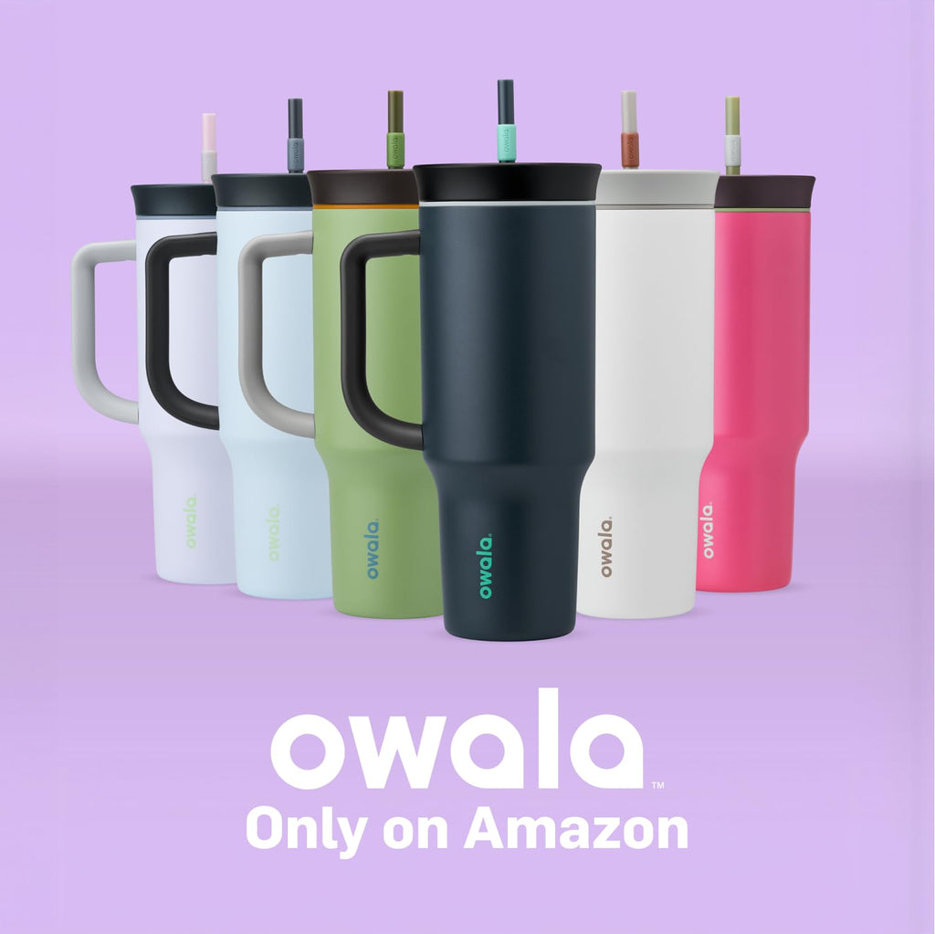 Owala 40oz Stainless Steel Tumbler – The Great Blue | Spill-Resistant Lid, Removable Straw & Carry Handle