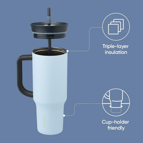 Owala 40oz Stainless Steel Tumbler – The Great Blue | Spill-Resistant Lid, Removable Straw & Carry Handle