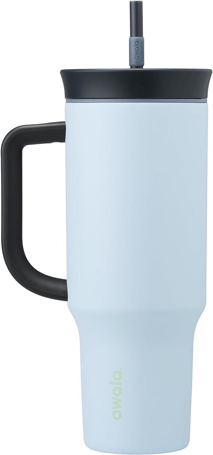 Owala 40oz Stainless Steel Tumbler – The Great Blue | Spill-Resistant Lid, Removable Straw & Carry Handle
