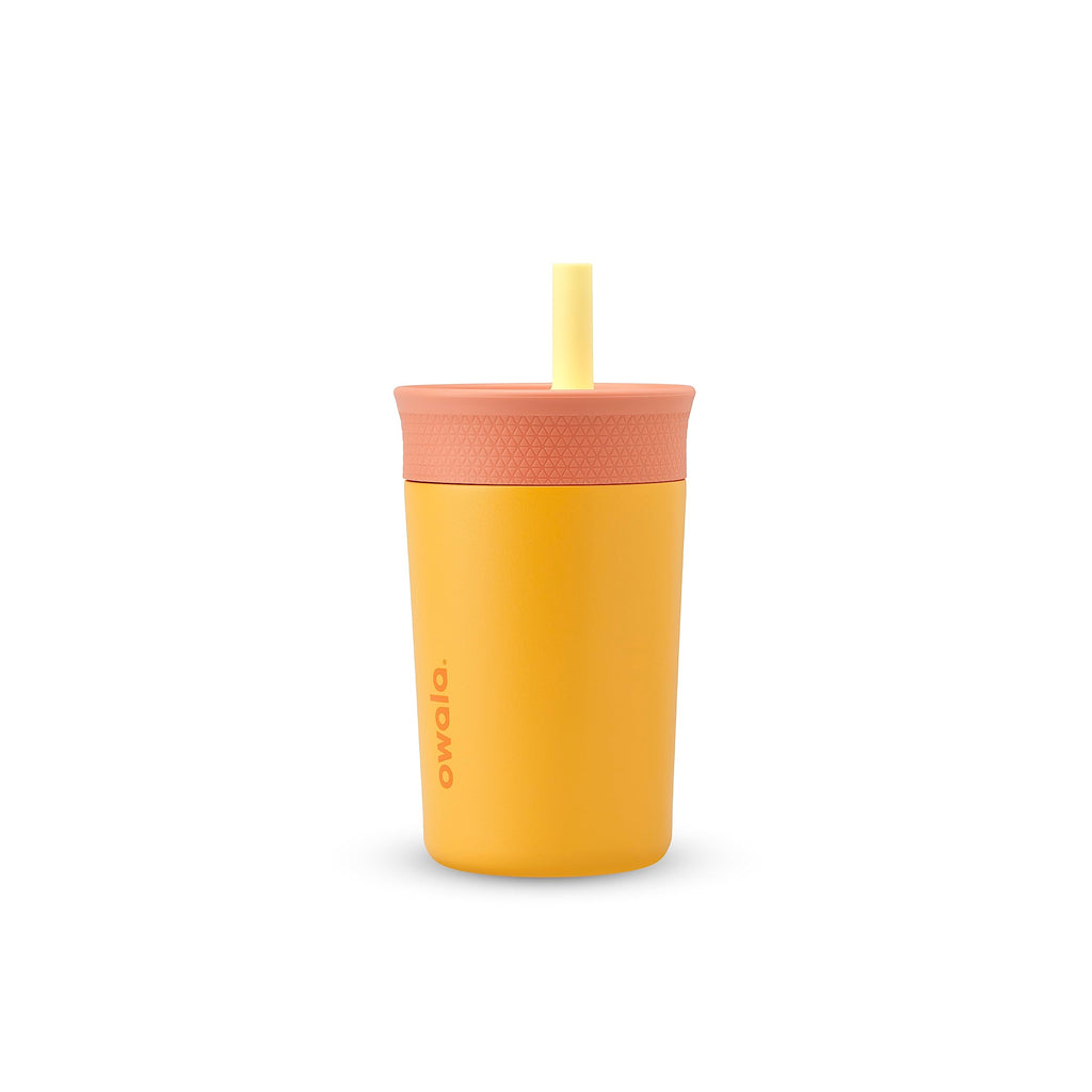 Owala Kids Tumbler 12oz – Insulated Stainless Steel, Spill-Resistant Lid (Peach & Yellow)