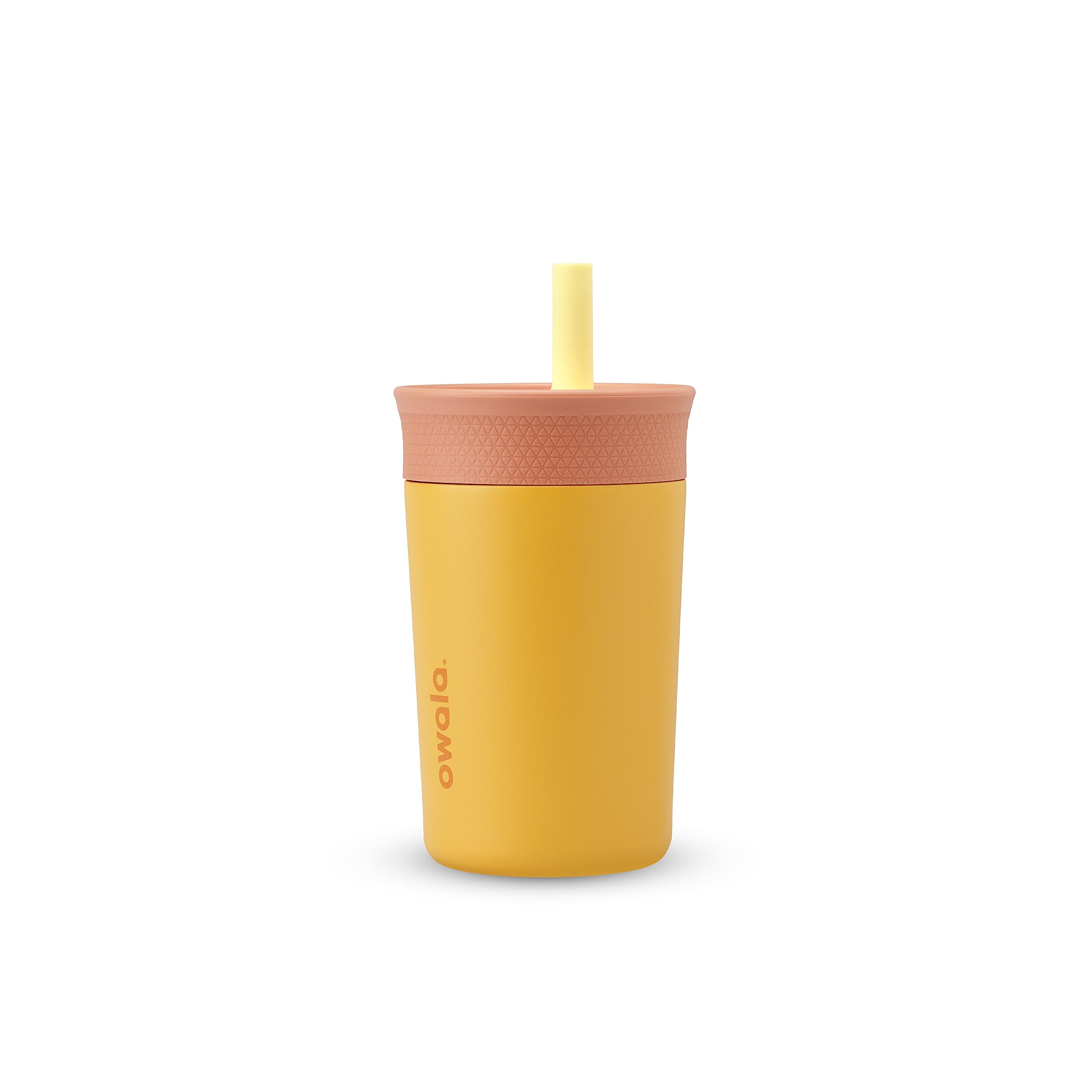 Owala Kids Tumbler 12oz – Insulated Stainless Steel, Spill-Resistant Lid (Peach & Yellow)
