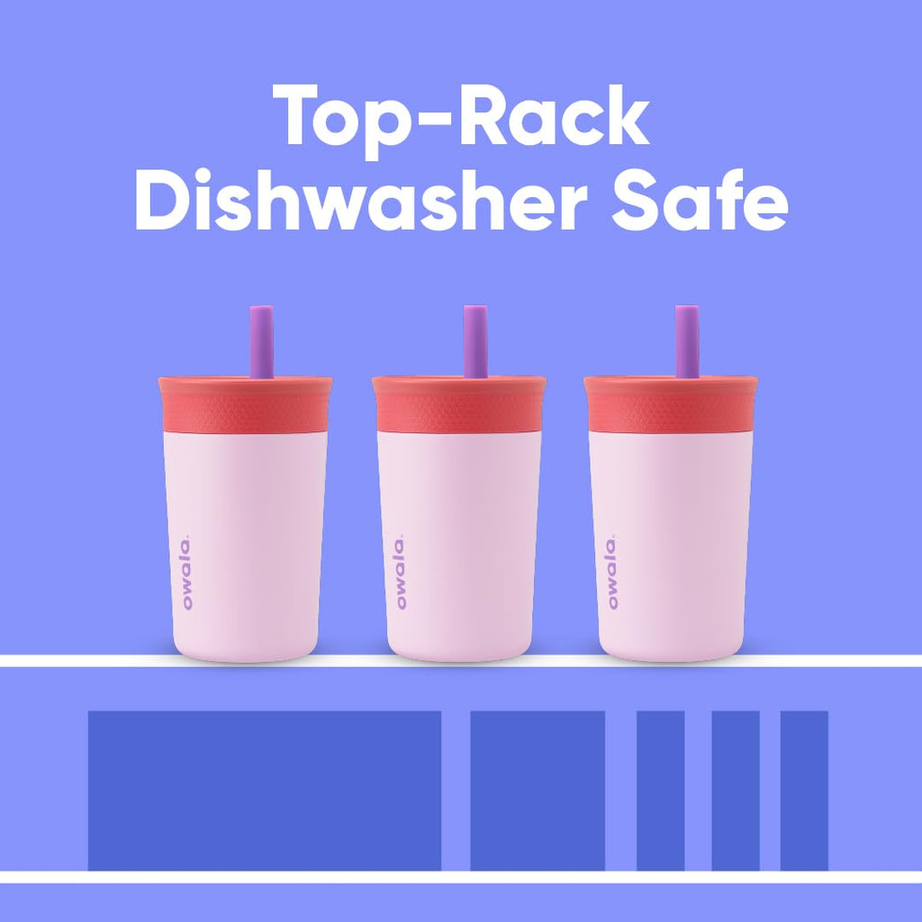 Owala Kids Tumbler 12oz – Insulated Stainless Steel, Spill-Resistant Lid (Peach & Yellow)