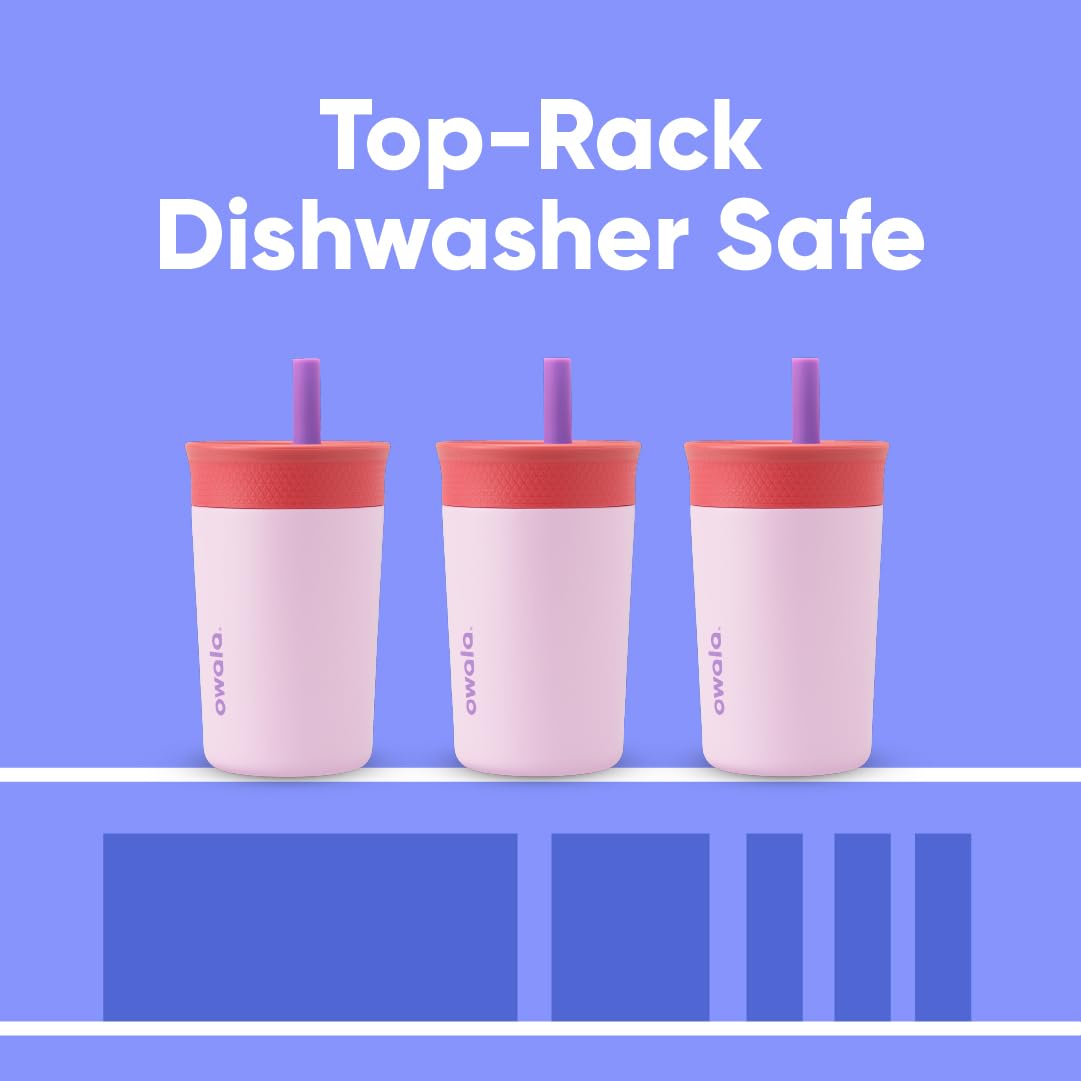 Owala Kids Tumbler 12oz – Insulated Stainless Steel, Spill-Resistant Lid (Peach & Yellow)
