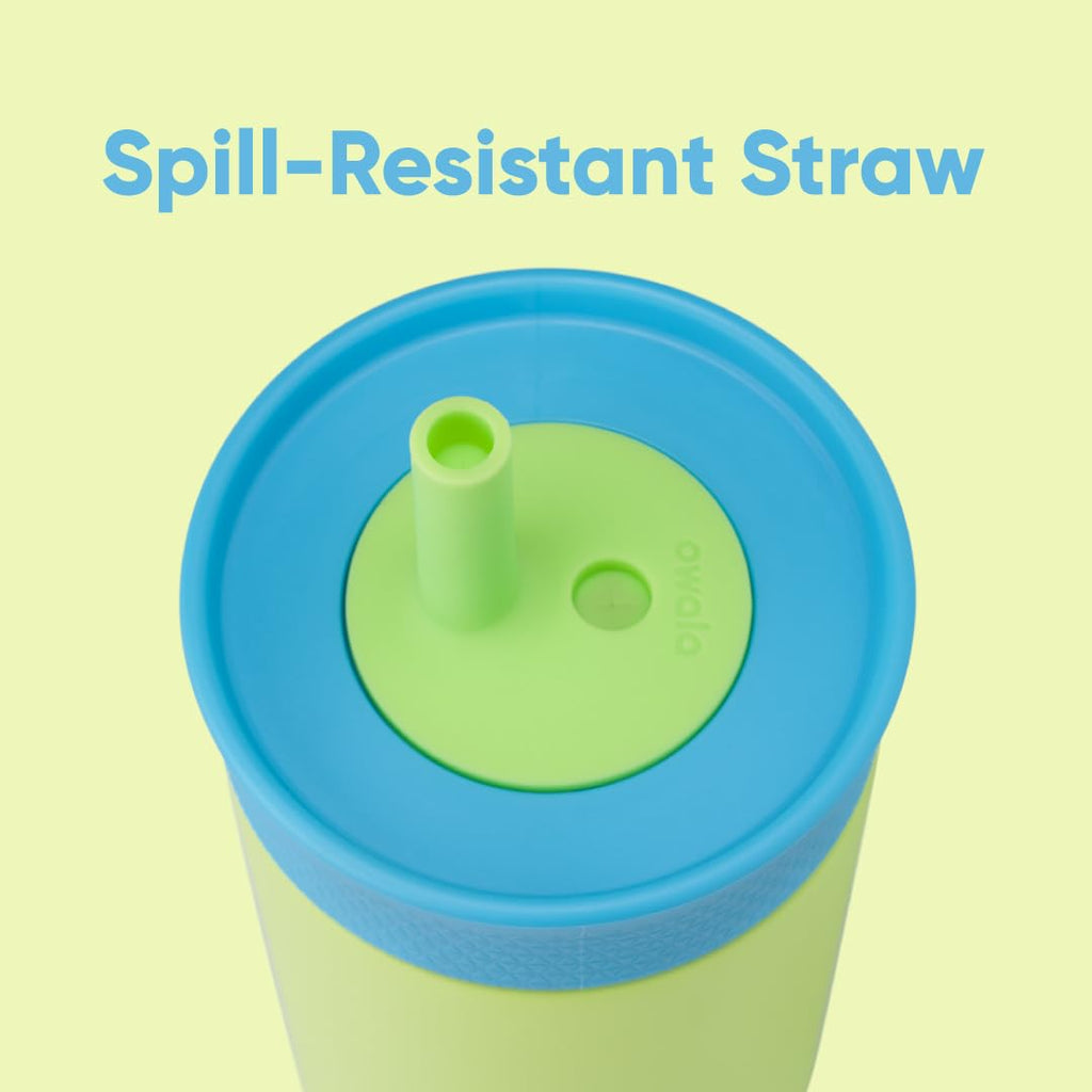 Owala Kids 12oz Insulated Stainless Steel Tumbler with Spill-Resistant Lid – Dishwasher Safe, Easy Clean, Blue & Light Green (Turtley Awesome)