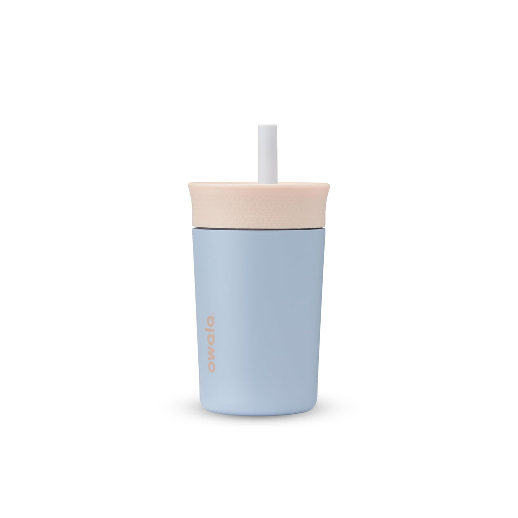 Owala Kids 12 oz Insulated Stainless Steel Tumbler – Tan & Blue Seas the Day, Spill-Resistant Lid, Easy Clean